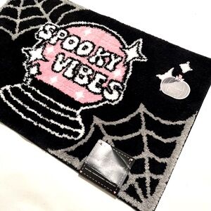 NWT BETSEY JOHNSON Bath Rug Mat Spooky Vibes Spiderweb Halloween Cotton Polyeste